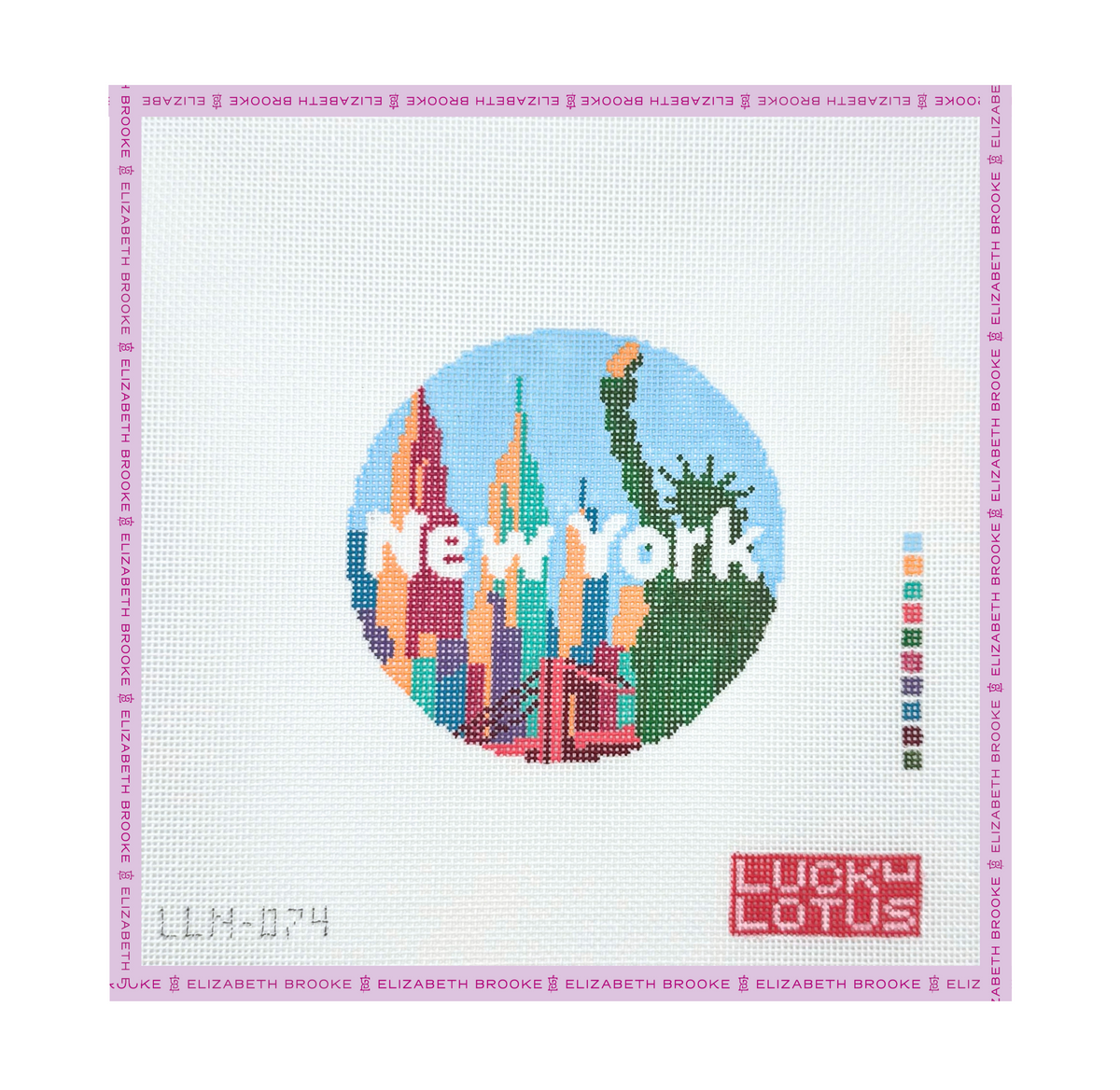 New York 50 States Round Needlepoint Canvas