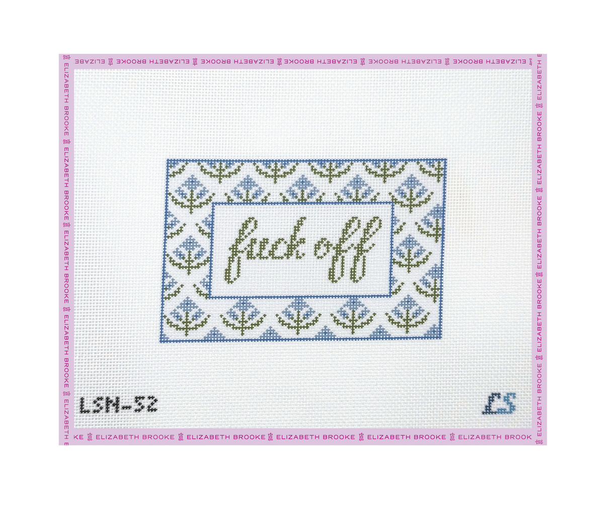 Fuck Off Blue Needlepoint Canvas