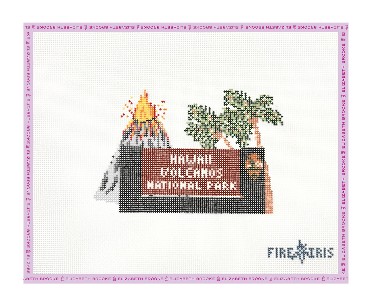 Hawaii Volcanoes Sign Needlepoint Canvas