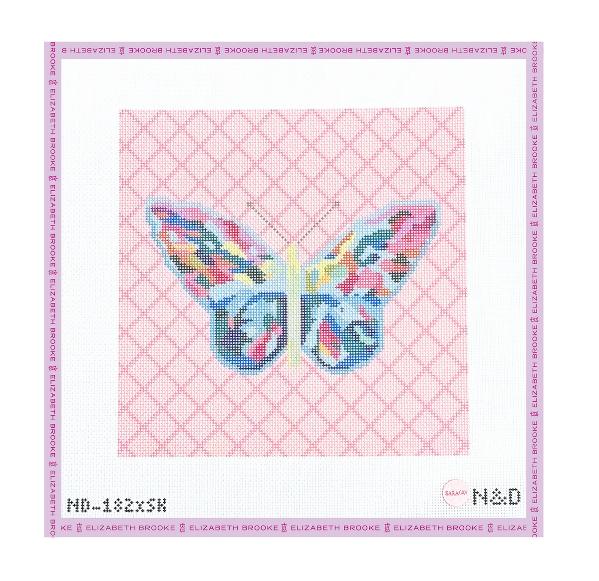 Large Butterfly x Art by Sara Kay Needlepoint Canvas