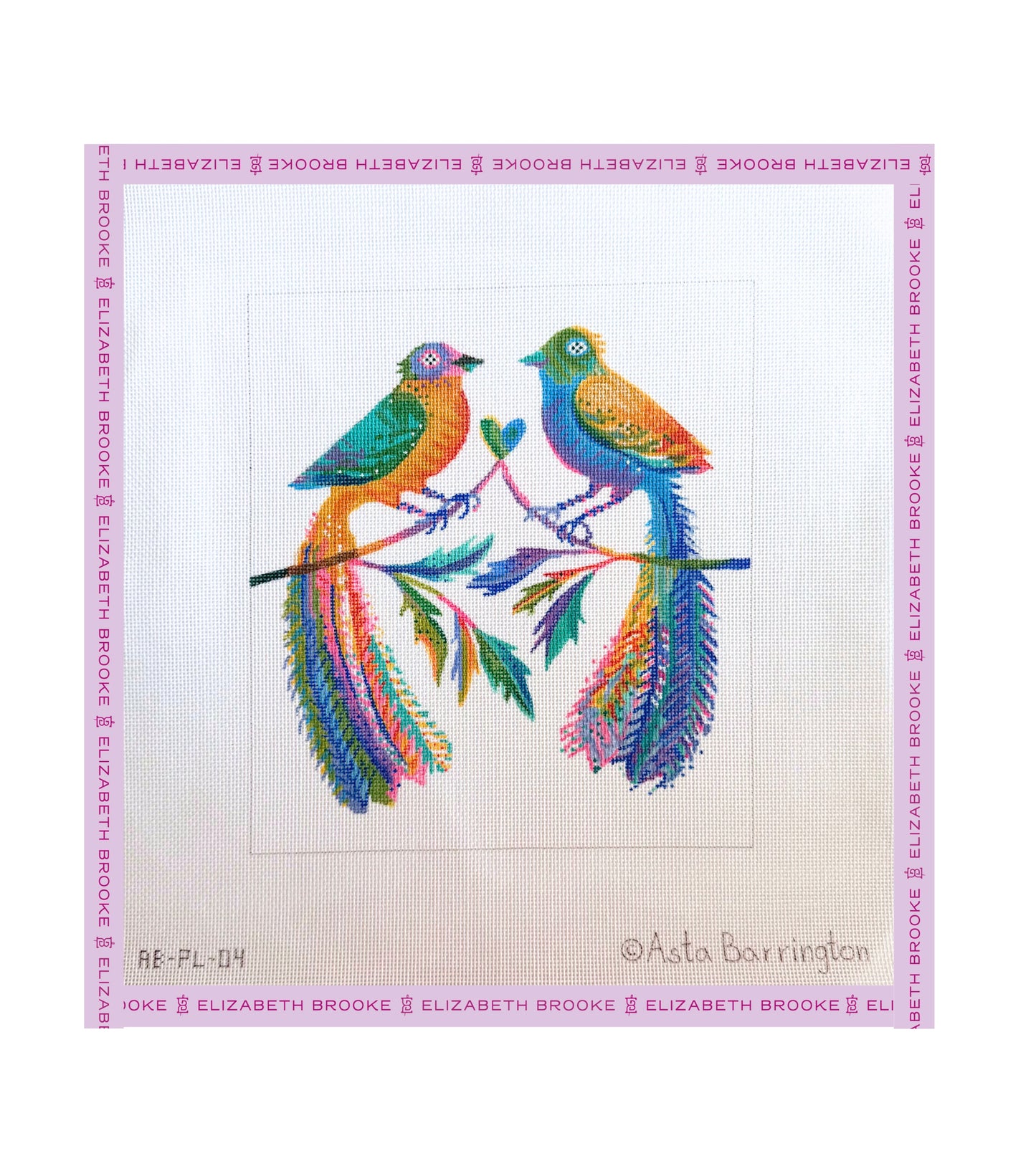 Colorful Love Birds Needlepoint Canvas