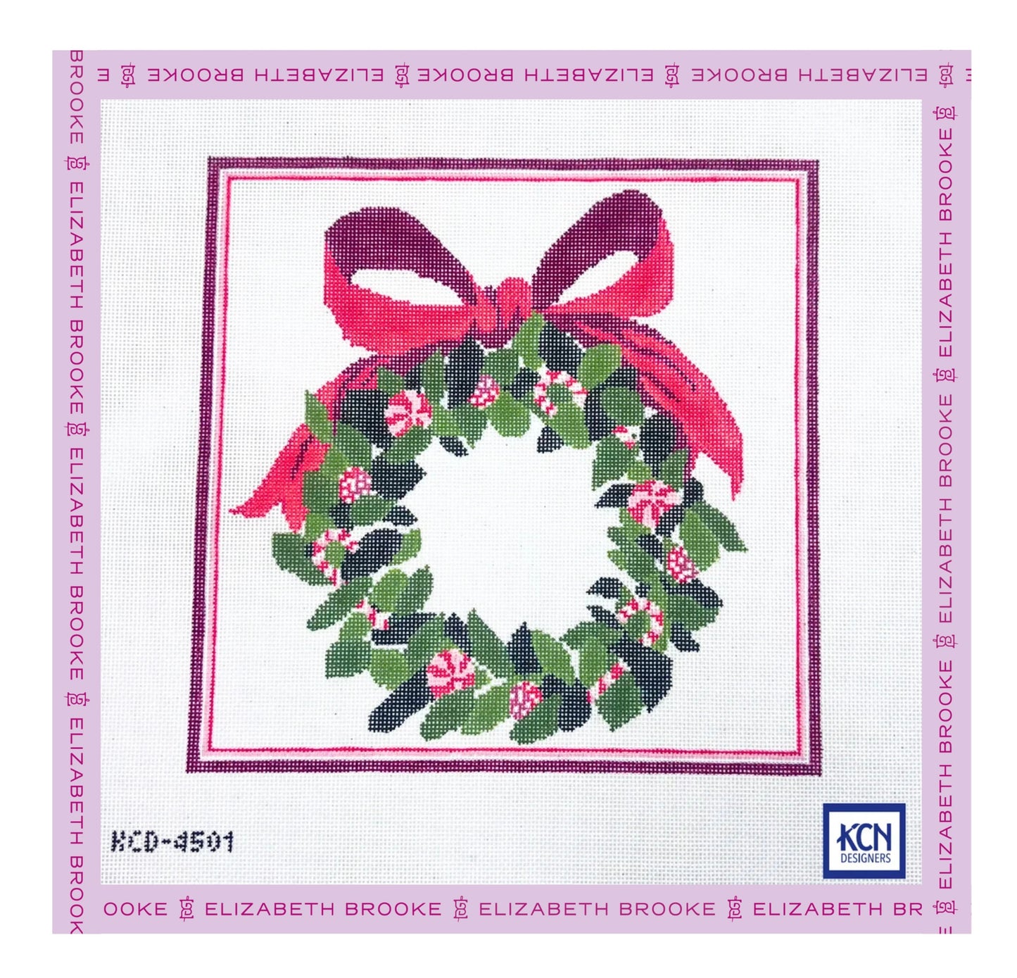 Red Candy Wreath Pillow Needlepoint Canvas
