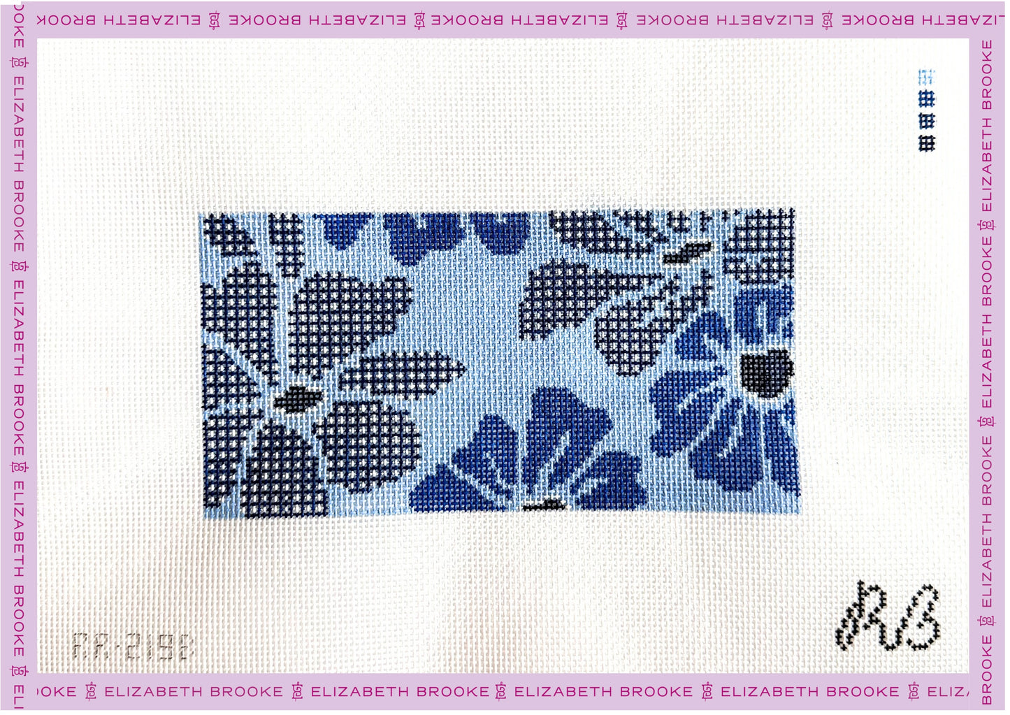 Blue Gingham Blooms Insert Needlepoint Canvas