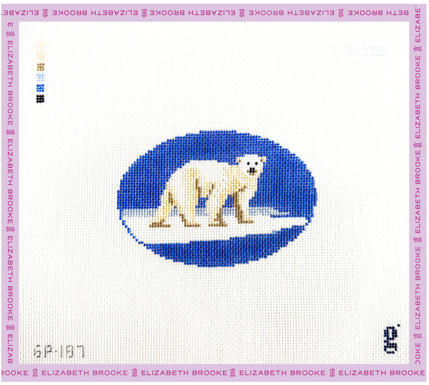 Polar Bear Oval Needlepoint Canvas