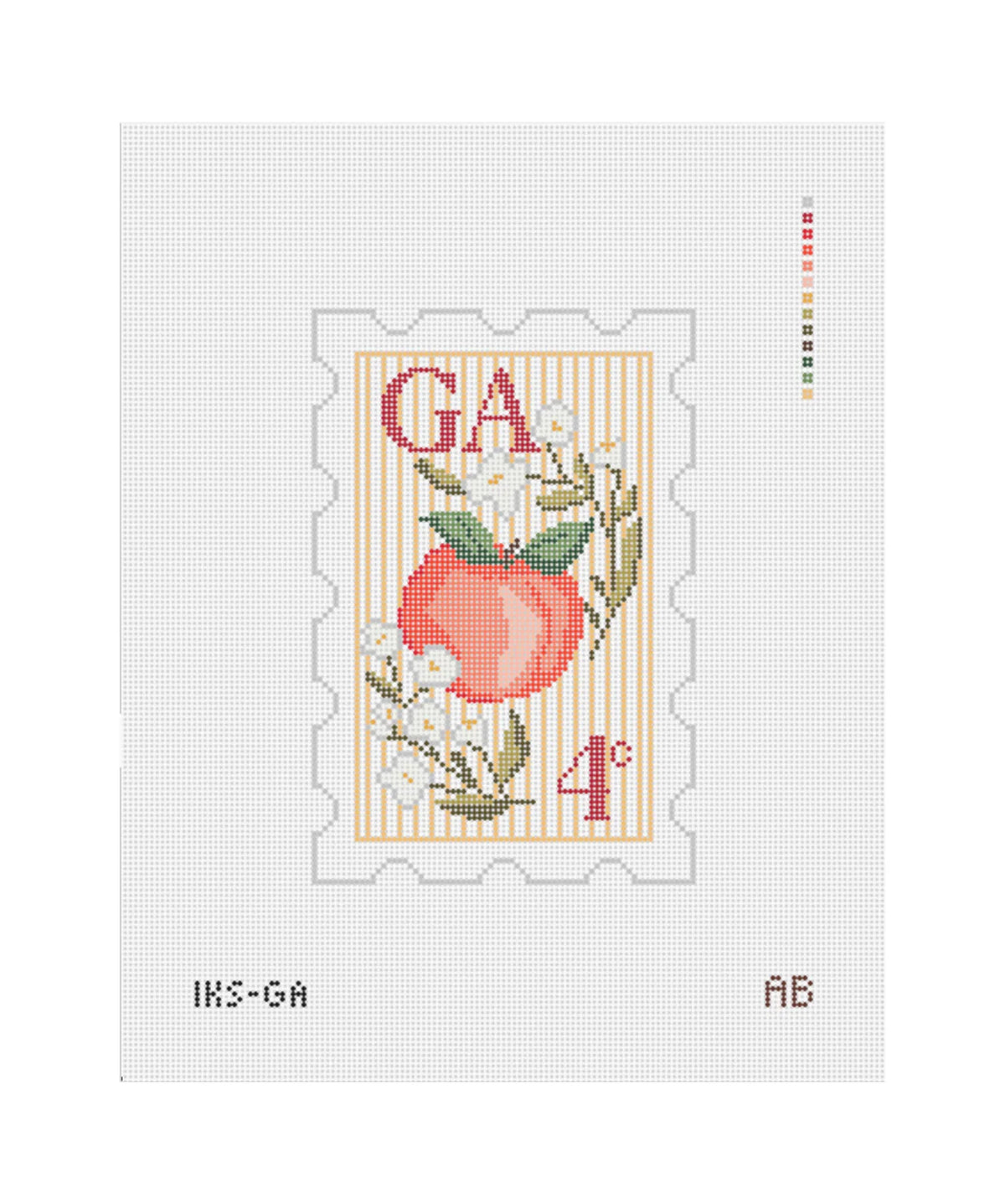 Georgia State Stamp Needlepoint Canvas