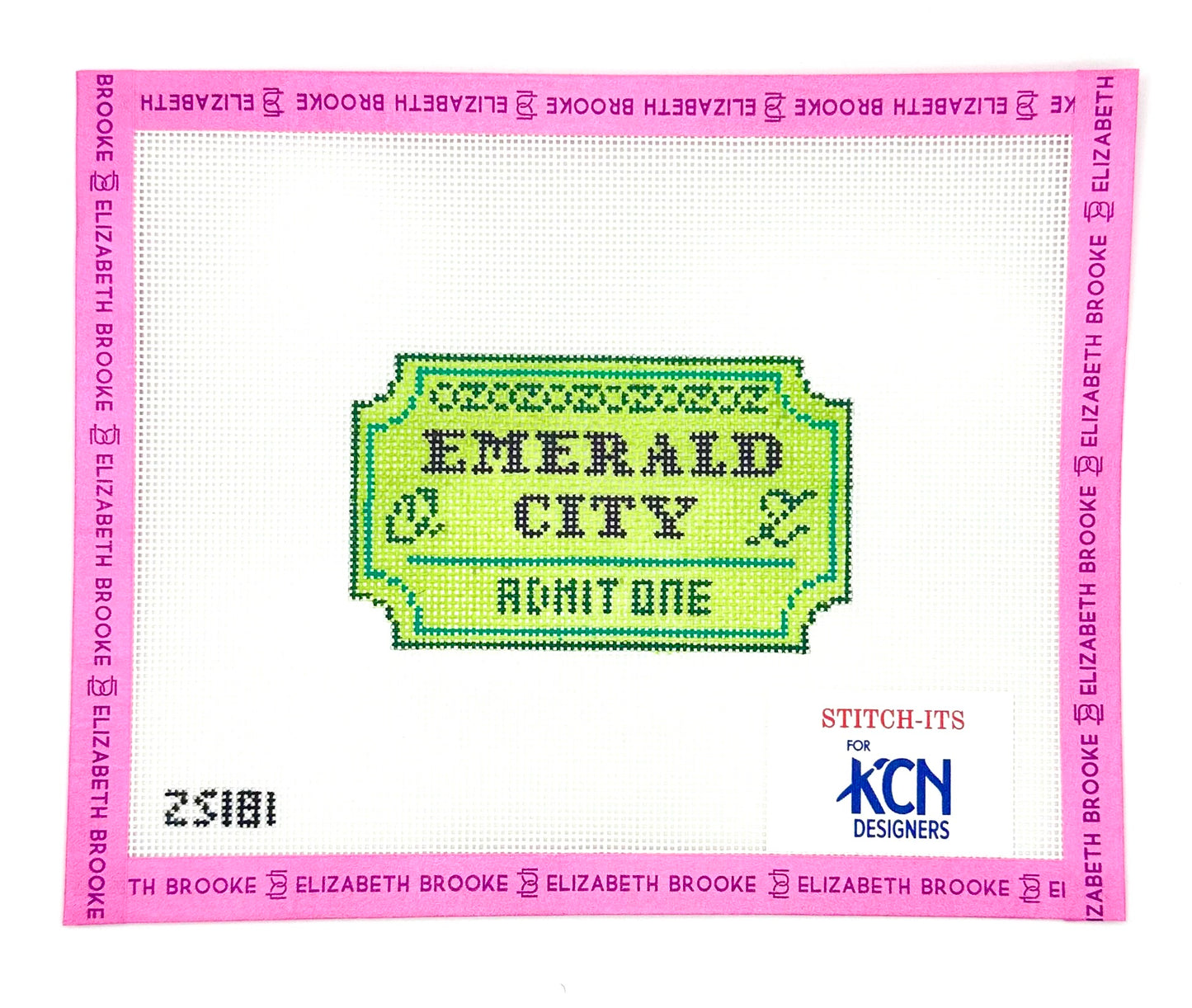 Emerald City ticket needlepoint canvas