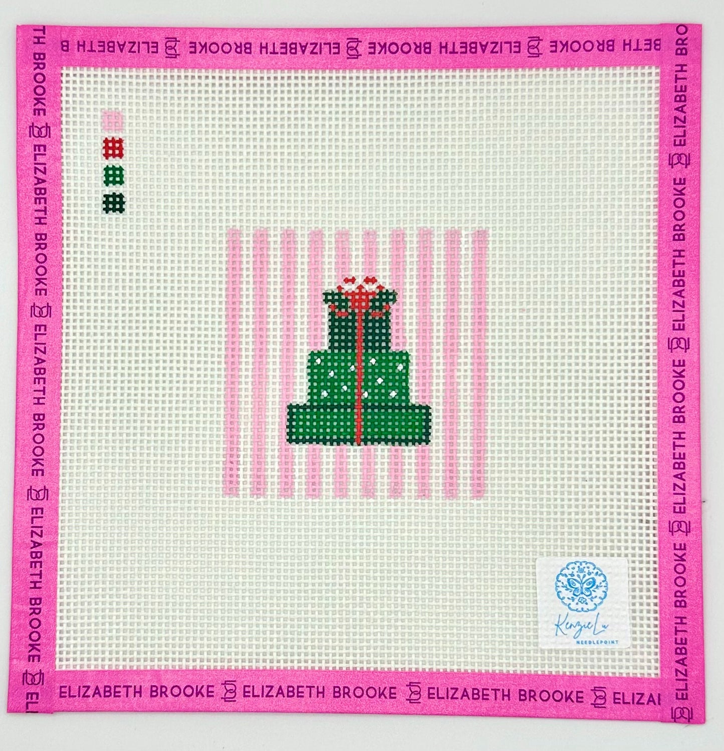 Preppy Present Stack christmas present needlepoint canvas.