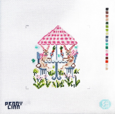 Bunnies Brunching Needlepoint Canvas