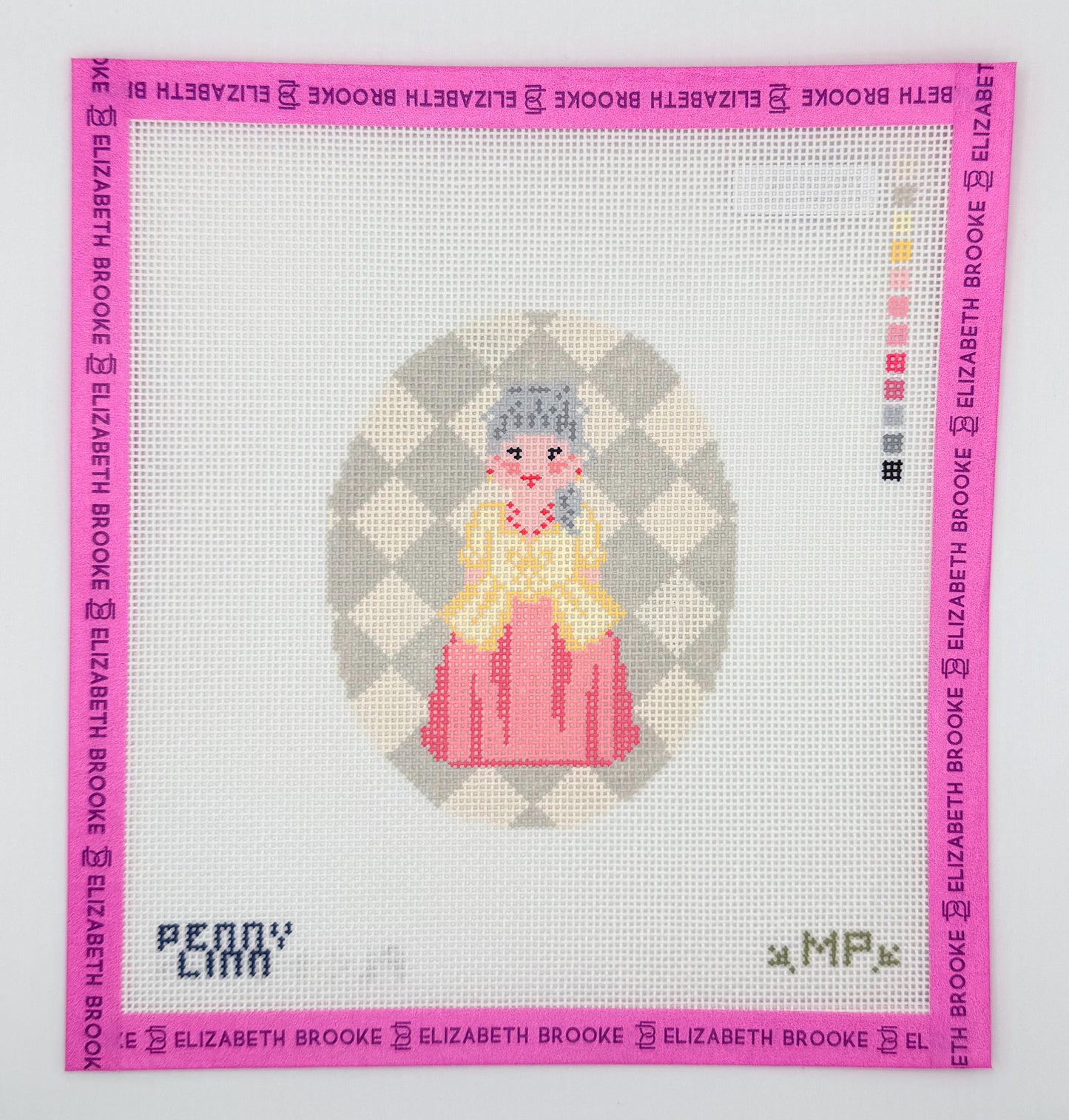 Pink Marie Antionette Oval Needlepoint Canvas