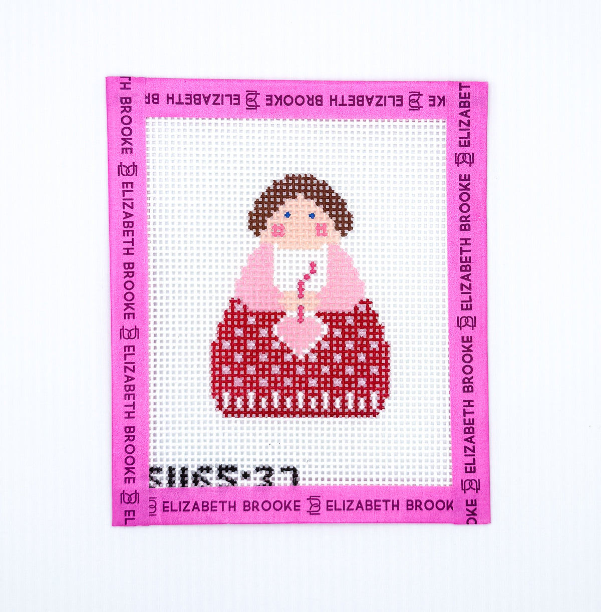 Red with Pink Heart Stitch It Angel Needlepoint Canvas