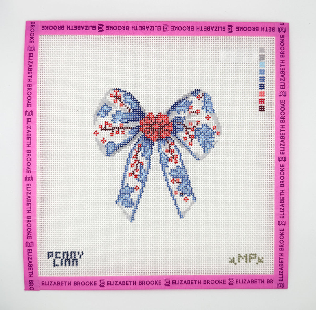 Chinoiserie Christmas Bow Needlepoint Canvas