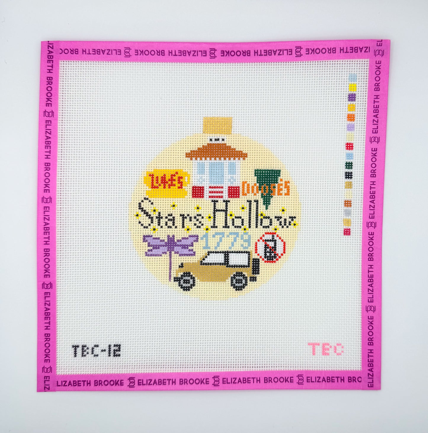 Stars Hollow round needlepoint canvas