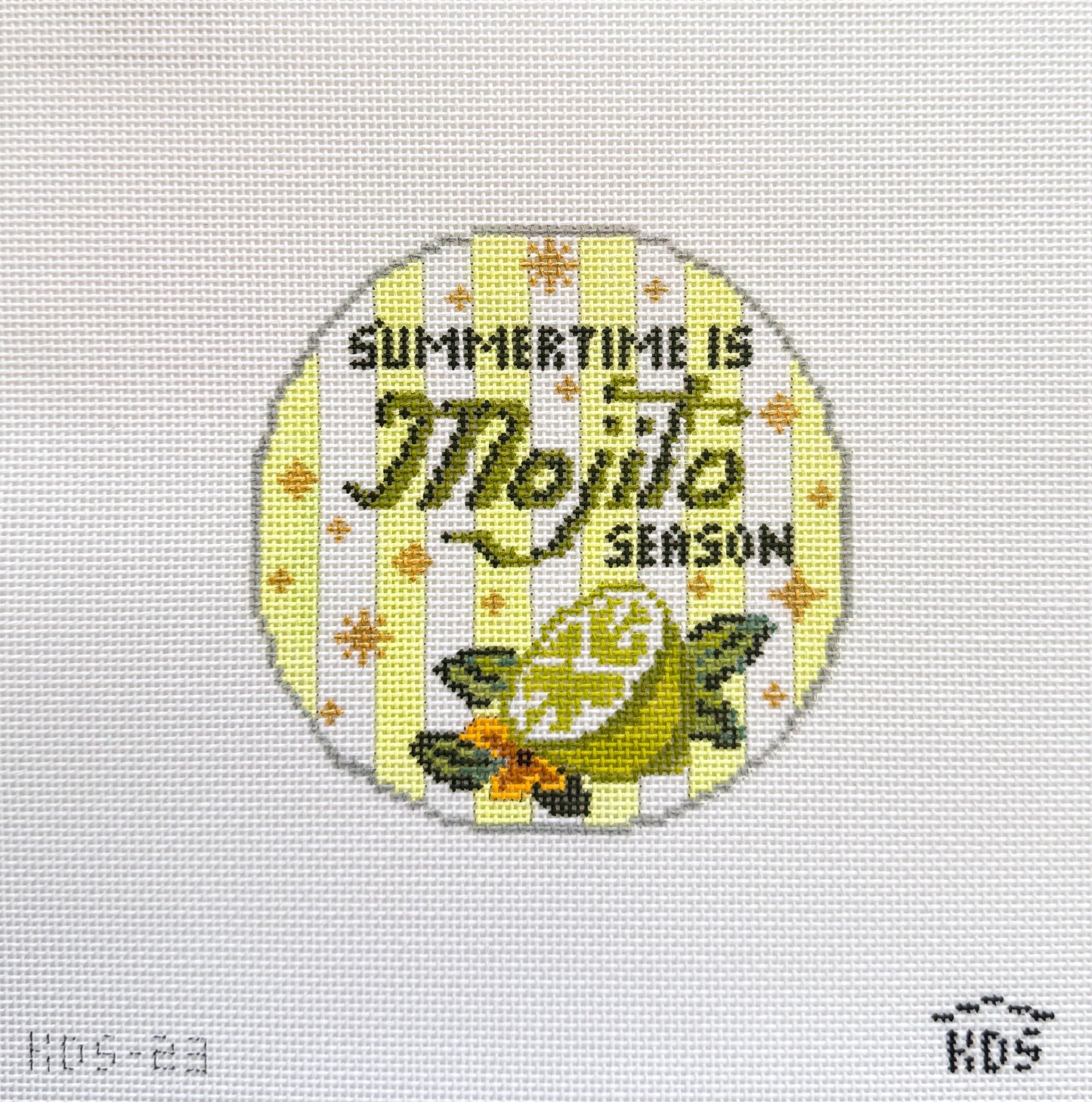 Happier Hour Mojito round coaster needlepoint canvas