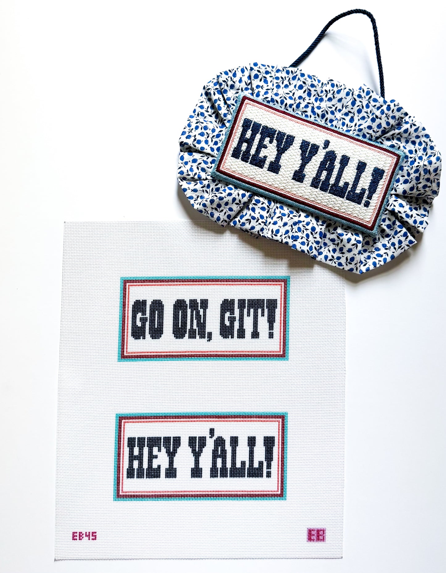 Hey Y'all & Go On Git two sided sign needlepoint canvas wholesale