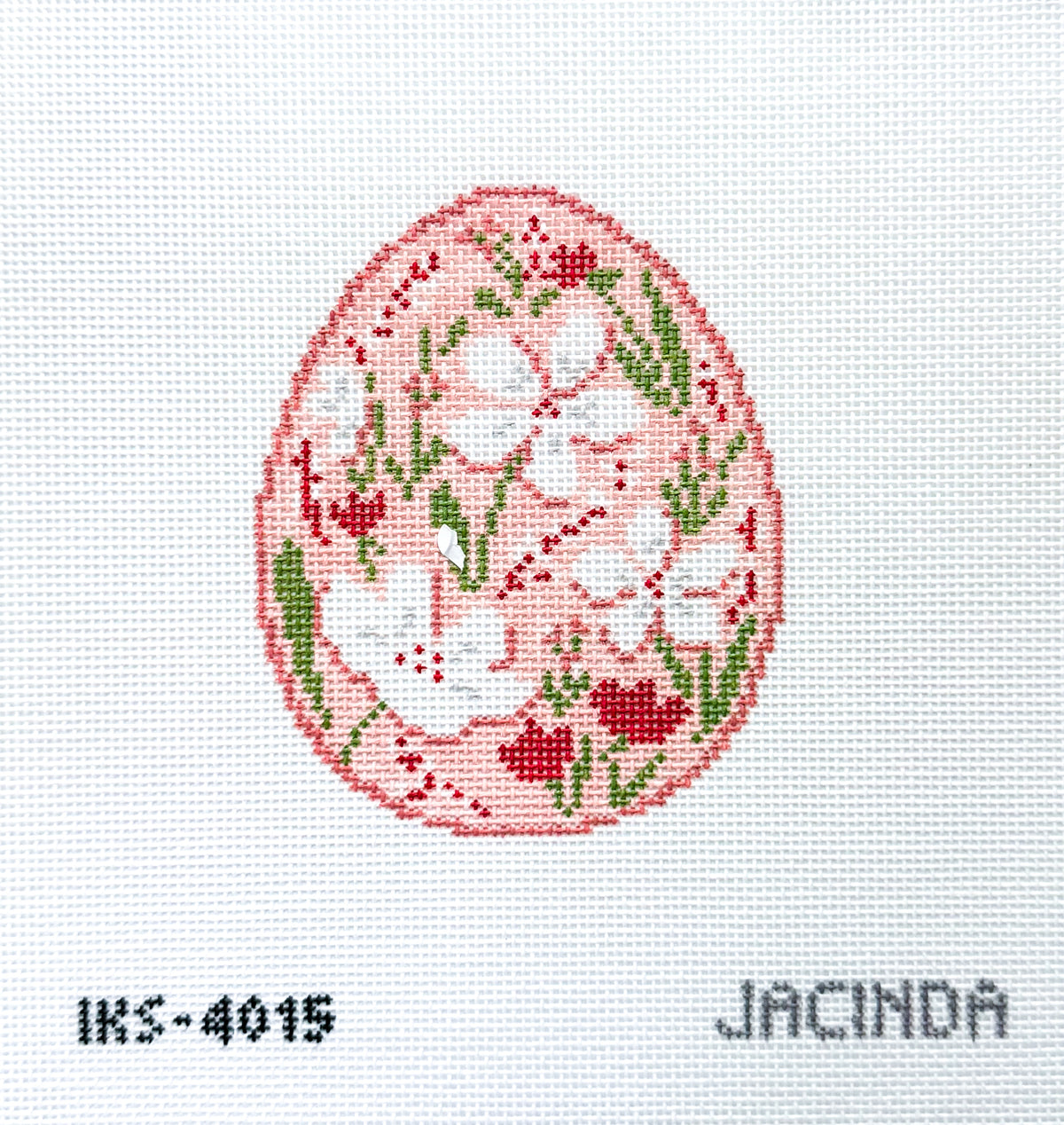 White Flower Egg Needlepoint Canvas