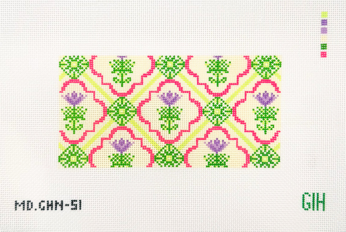 Floral Tile Pattern Insert Needlepoint Canvas