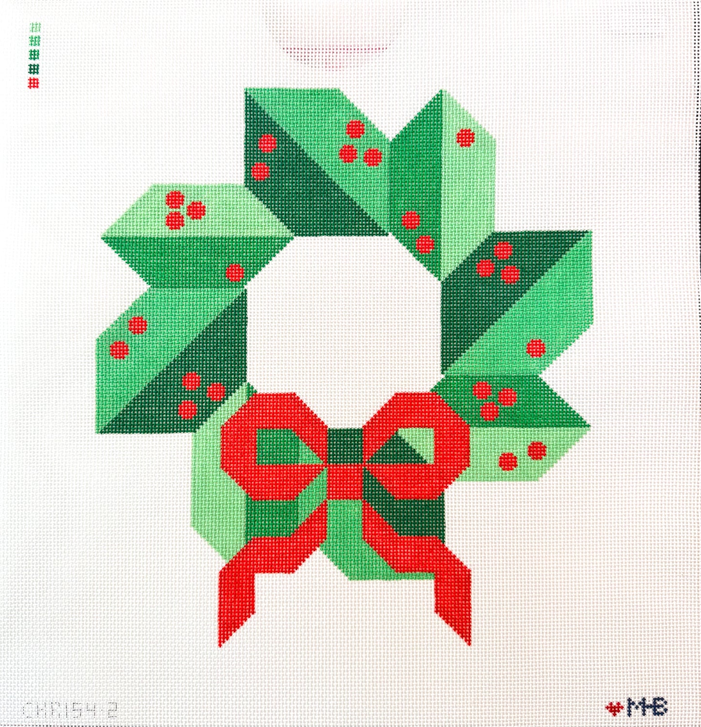 Home For The Holidays Berry Wreath Needlepoint Canvas