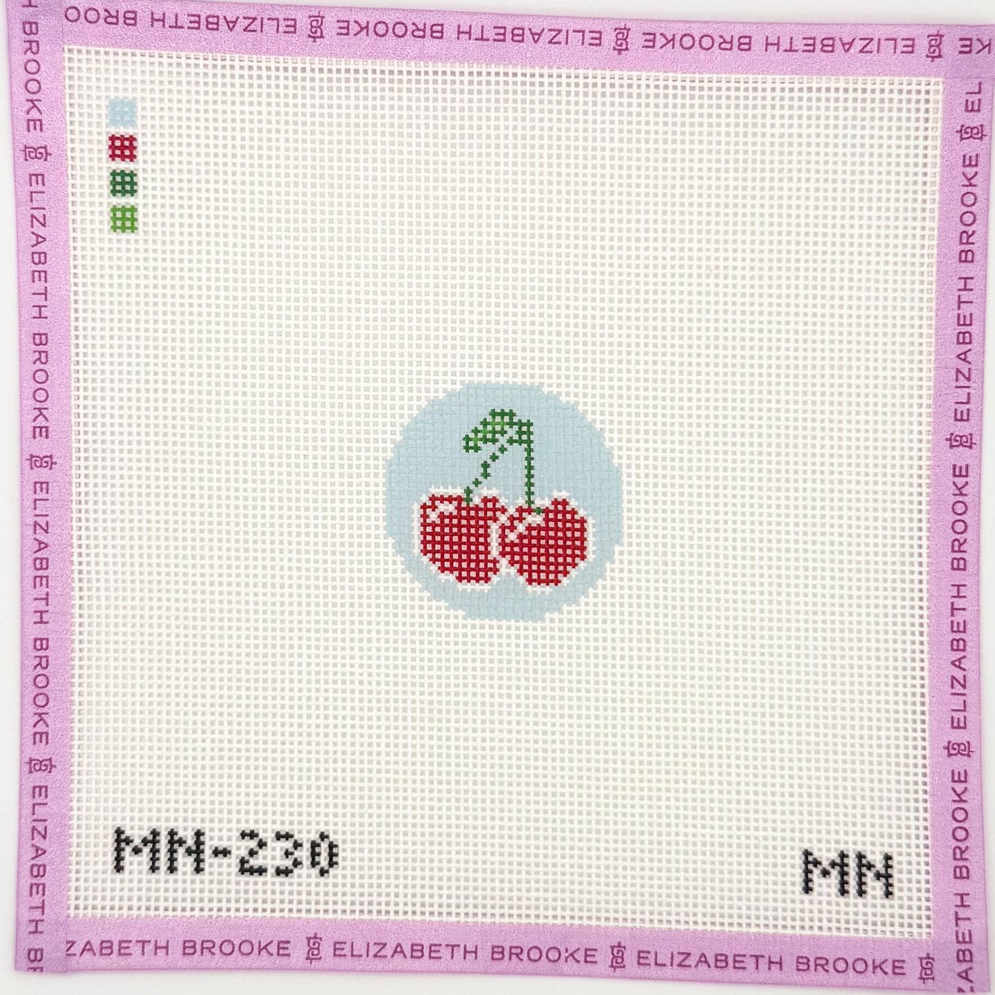 Cherries on Blue mini Needlepoint Canvas