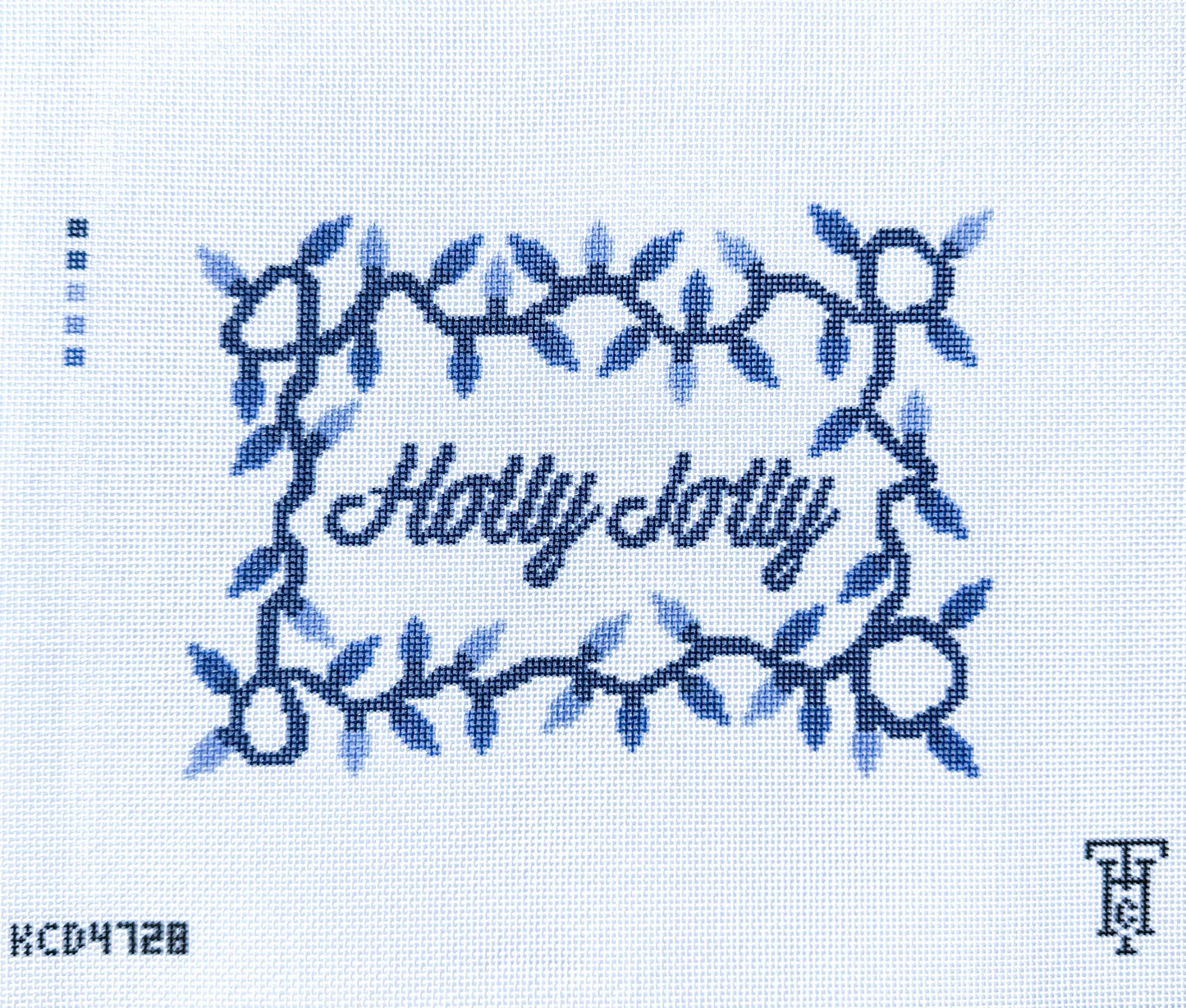 Blue Holly Jolly Sign Needlepoint Canvas