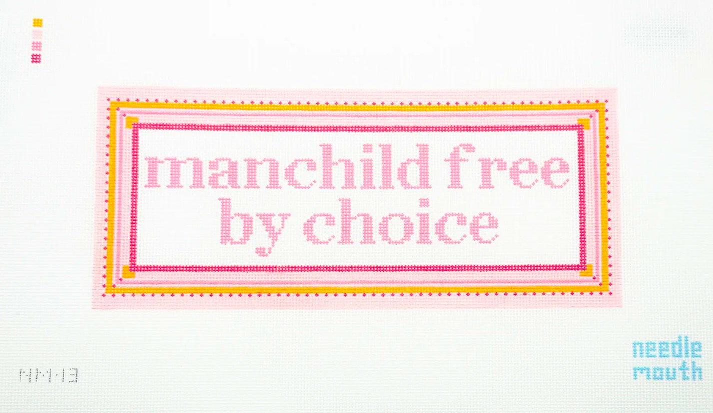 Manchild Free by Choice Needlepoint canvas