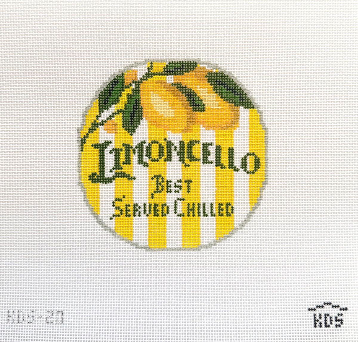 Happier Hour Limoncello round coaster needlepoint canvas