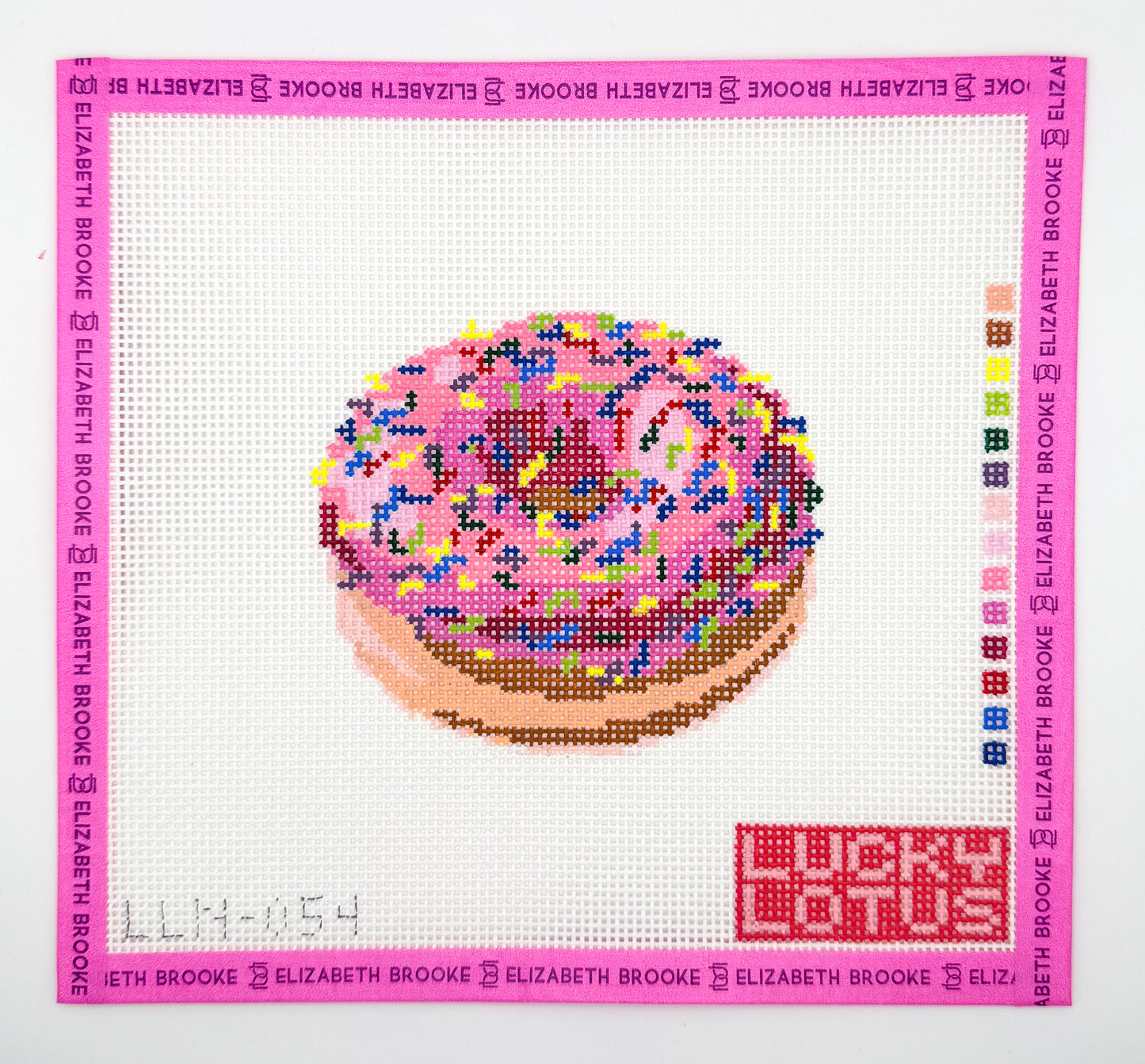 Pink Sprinkle Donut Needlepoint Canvas