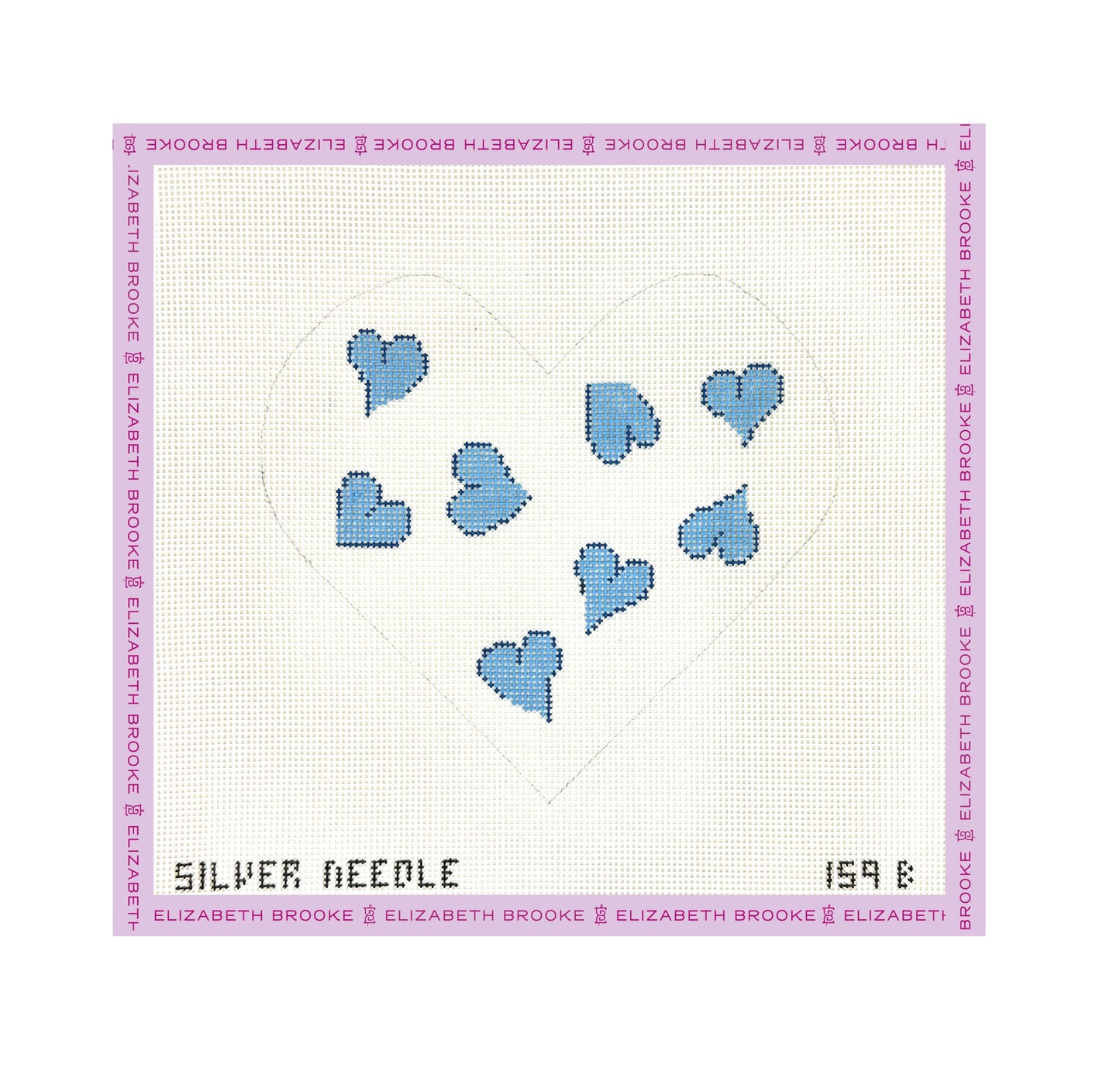 Blue Heart Pillow Needlepoint Canvas