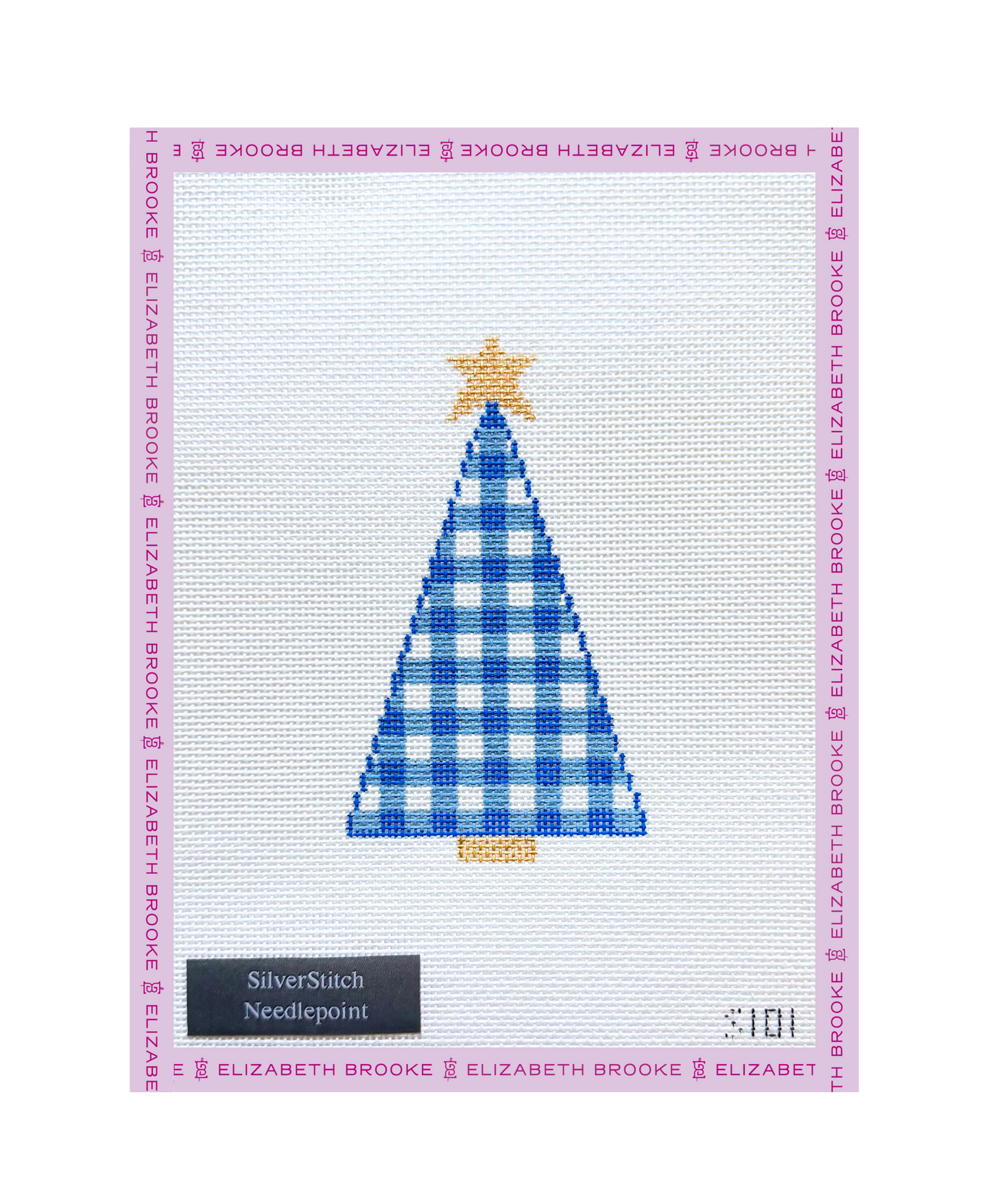 Blue Gingham Tree Needlepoint Canvas