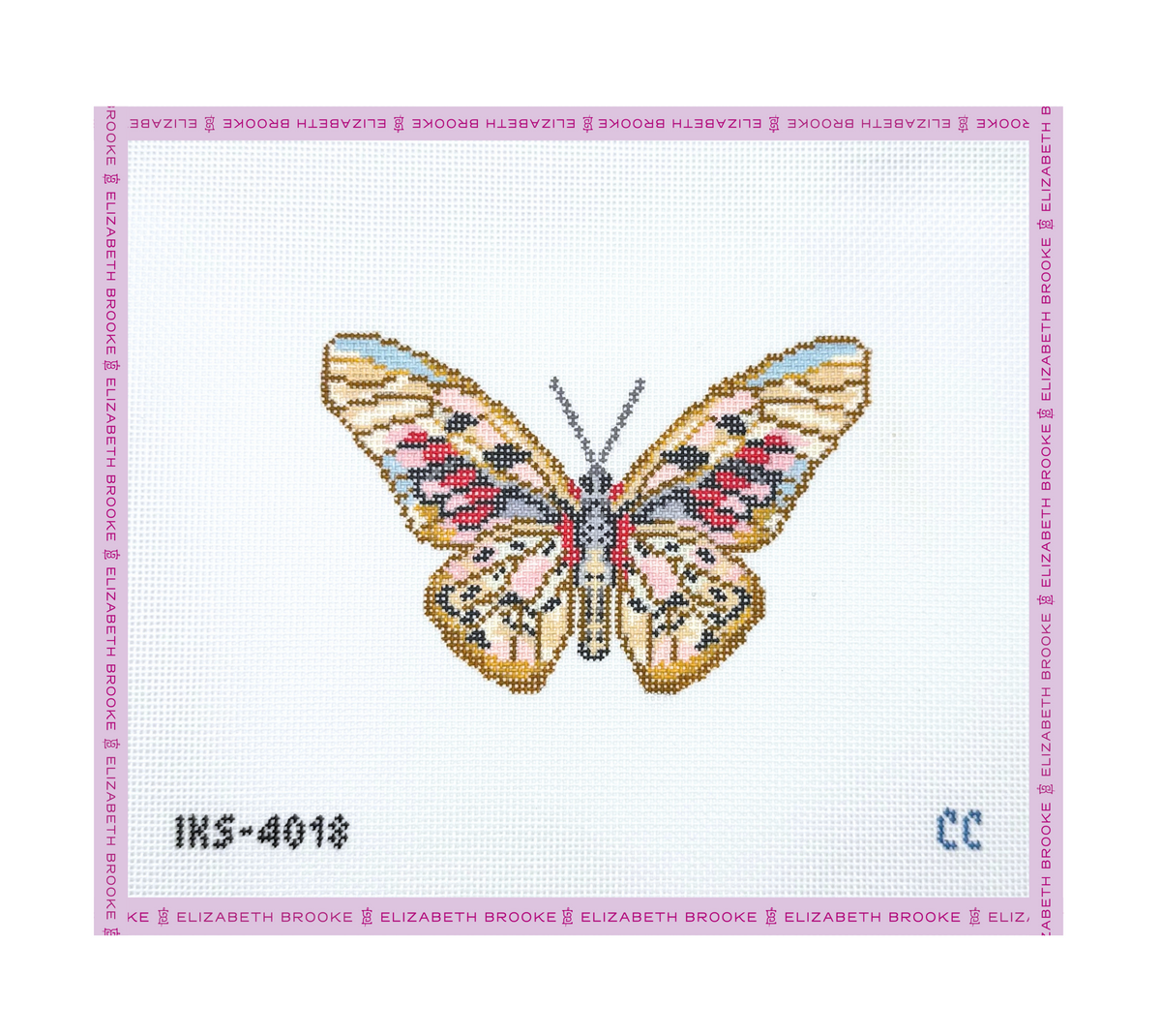 Autumn Pink Blue Butterfly Needlepoint Canvas