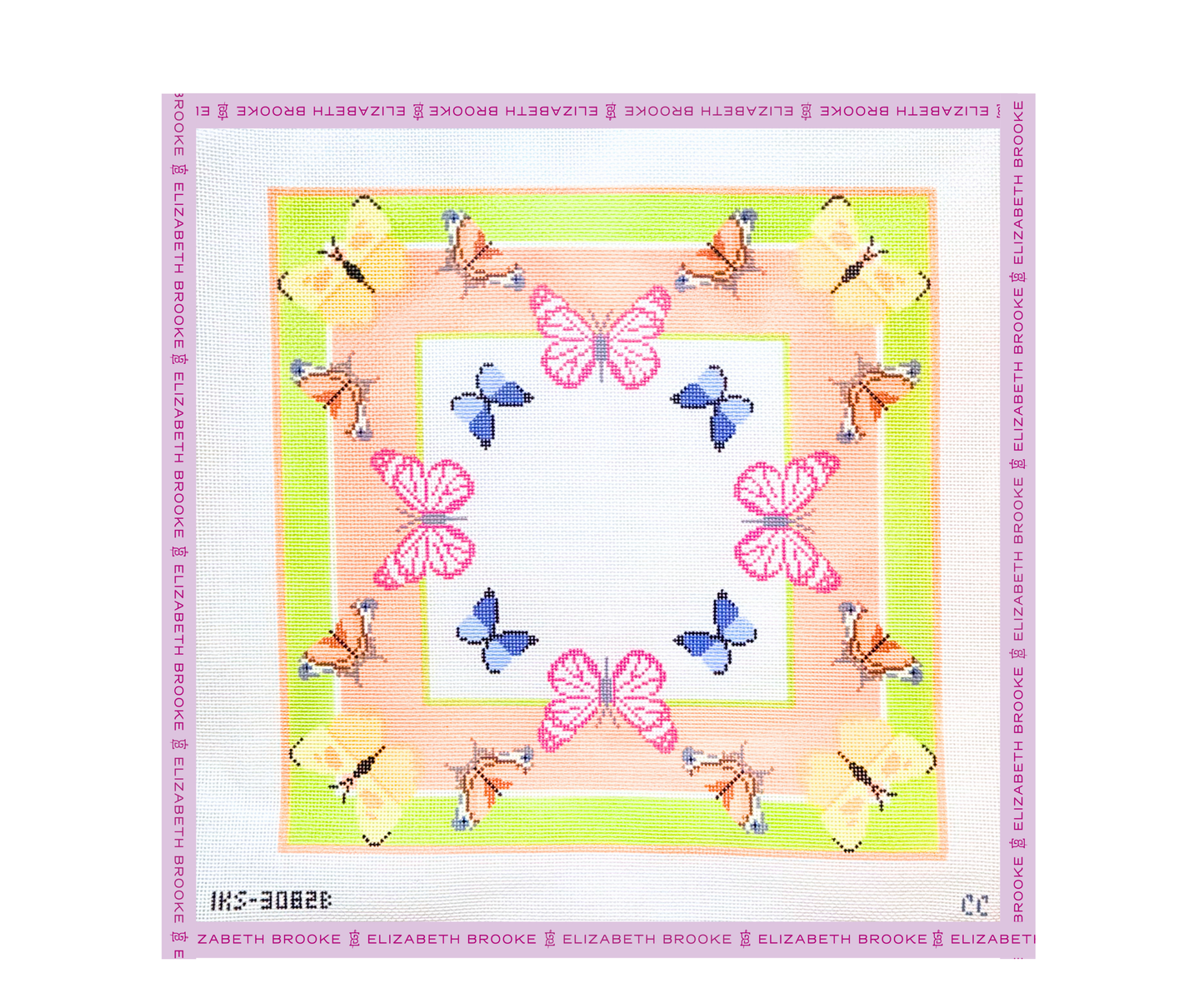 Large Bright Butterfly Scarf Needlepoint Canvas
