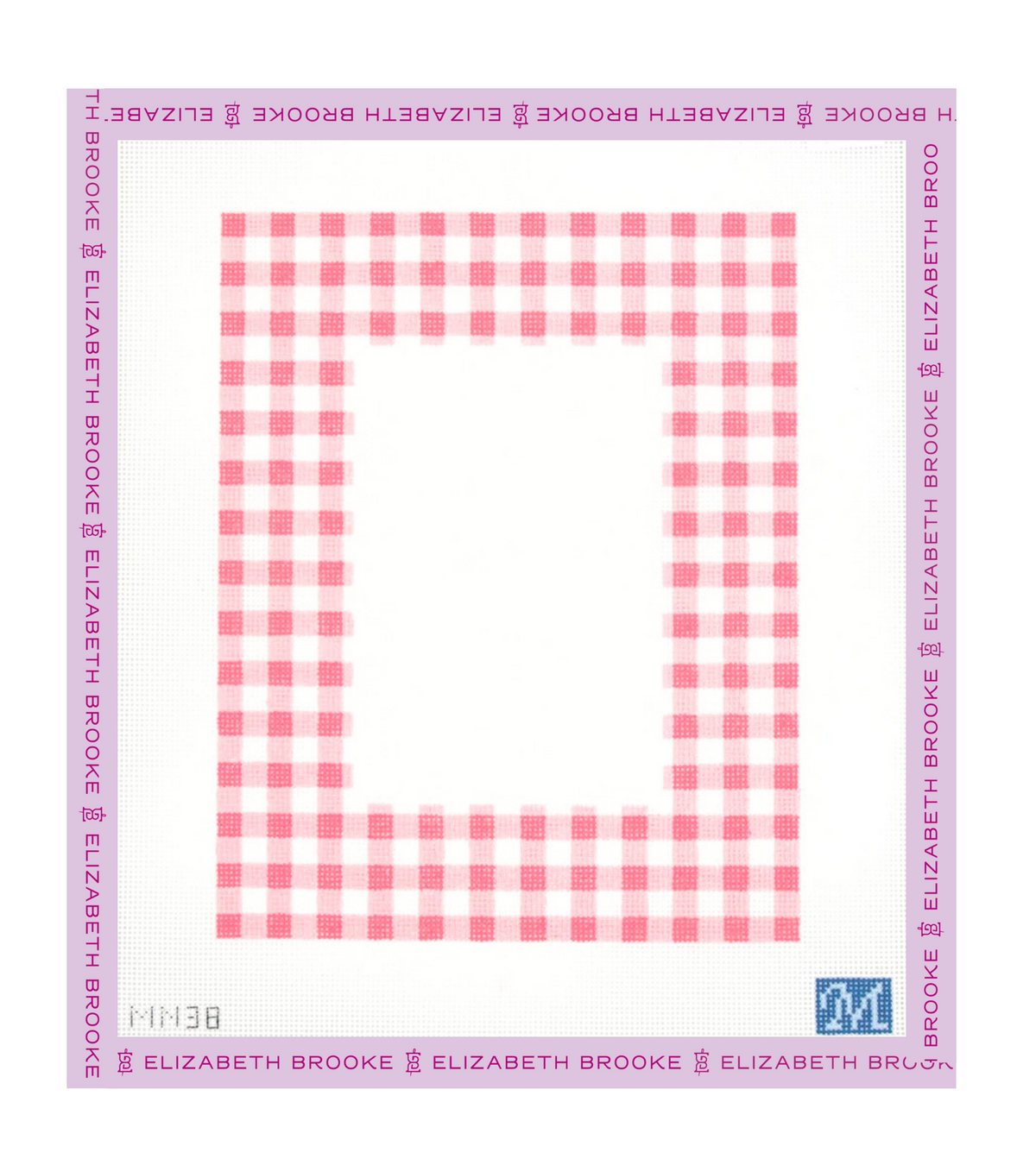 Pink Gingham Frame Needlepoint Canvas