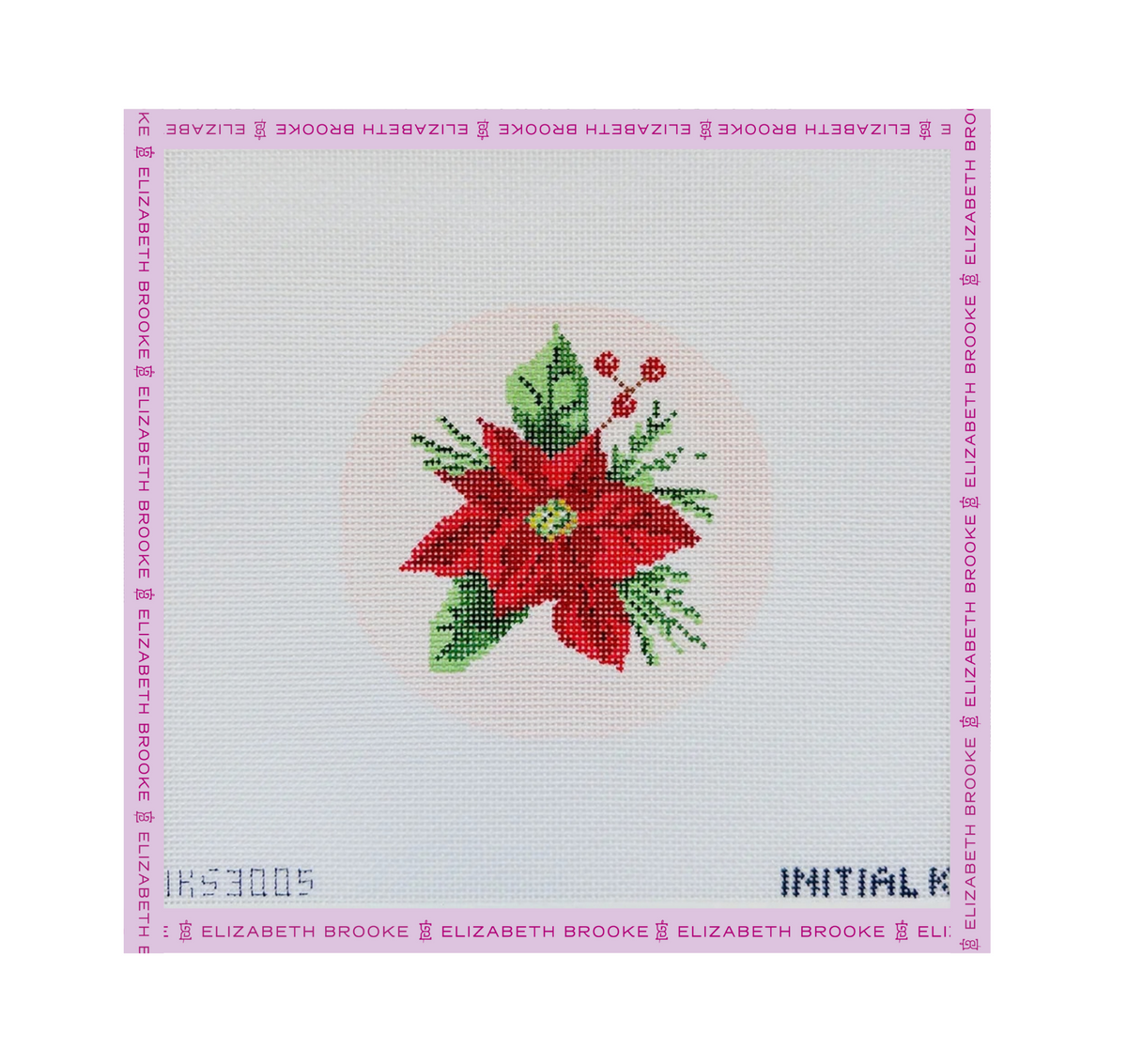 Poinsettia Ornament Pink Needlepoint Canvas