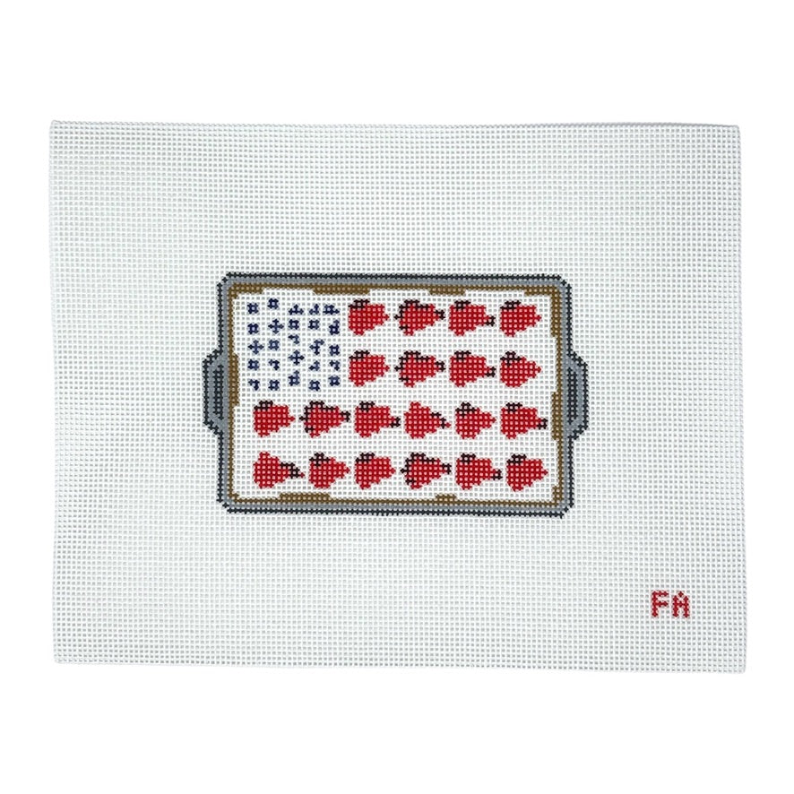 American Flag Cake Needlepoint Canvas