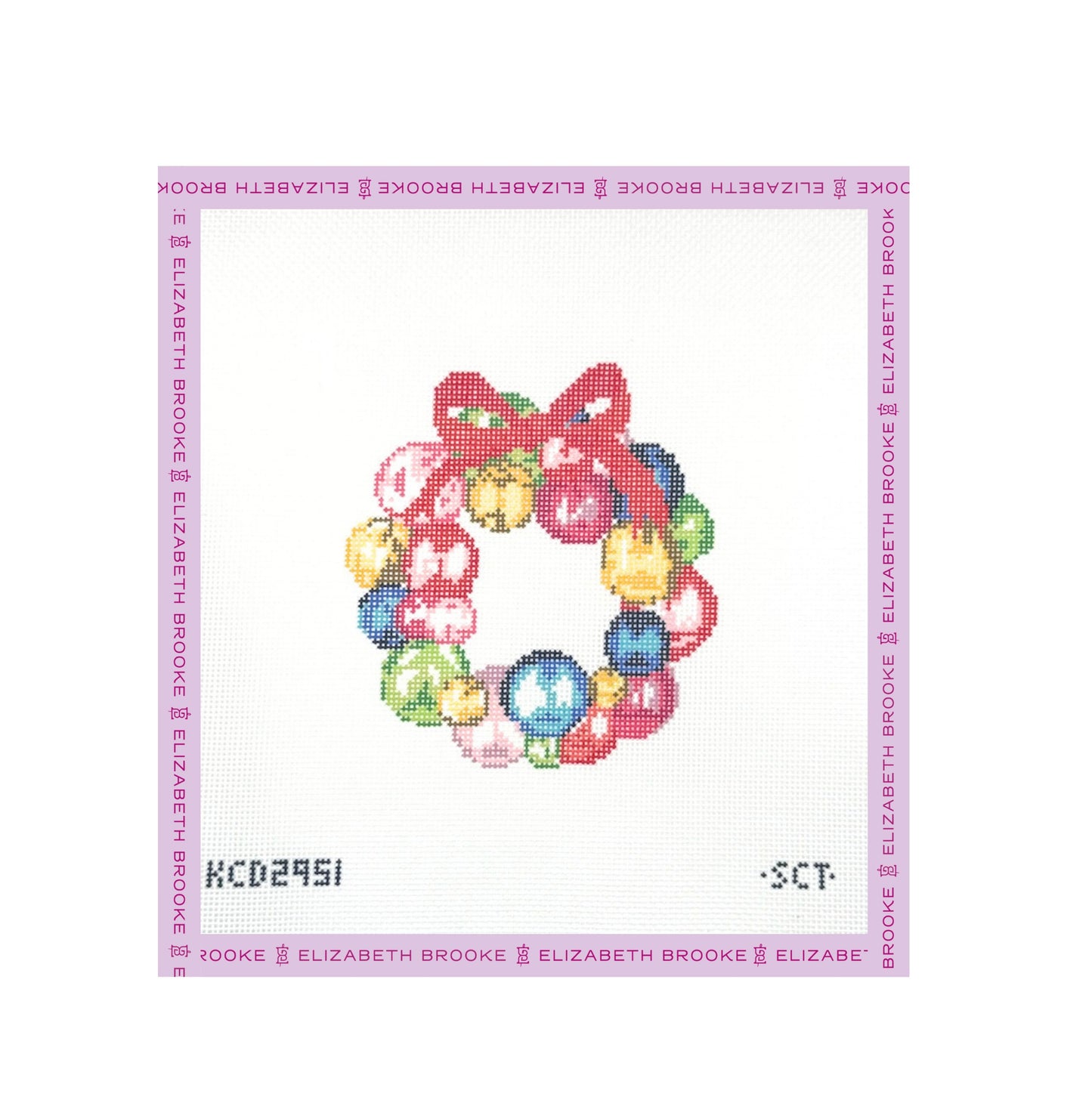 Mini Glass Ornament Wreath Needlepoint Canvas