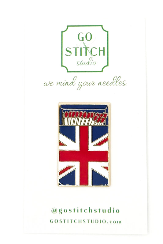 British Flag Red & Blue Matchbox Needle Minder