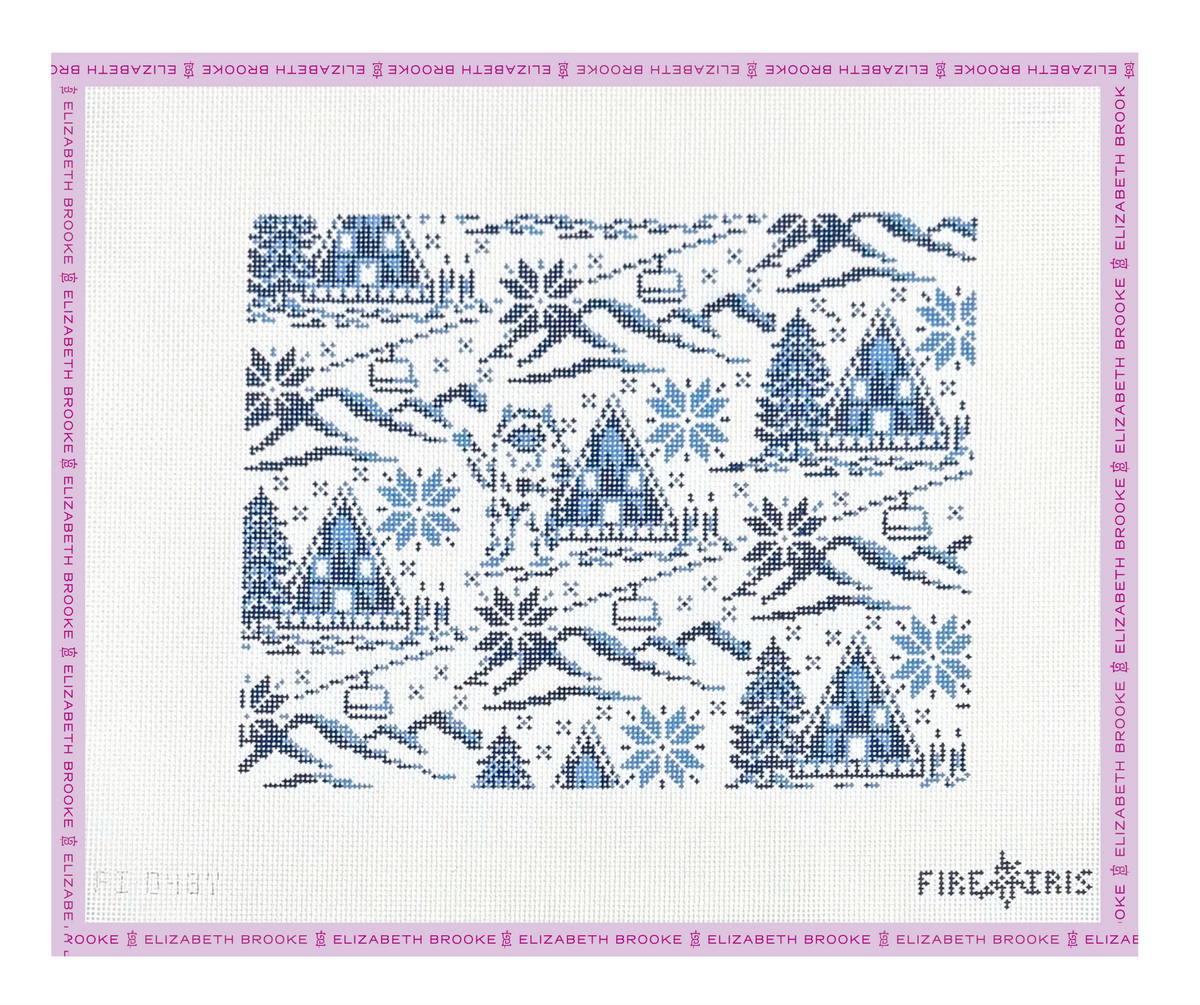 Yeti Toile (Winter Ski Scene) Needlepoint Canvas