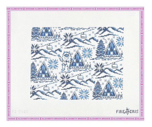 Yeti Toile (Winter Ski Scene) Needlepoint Canvas