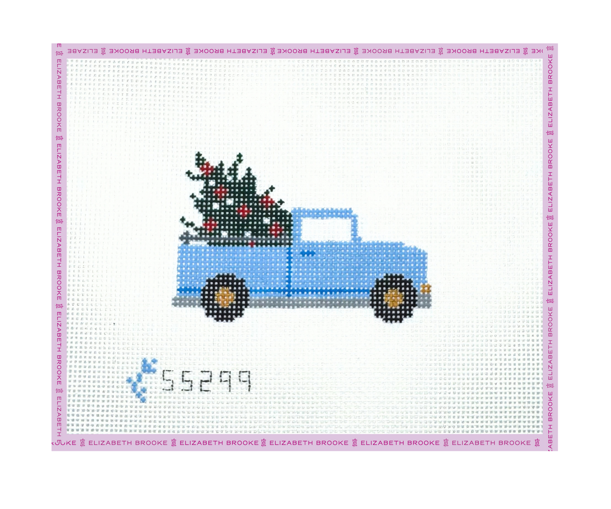 Blue Christmas Truck Needlepoint Canvas