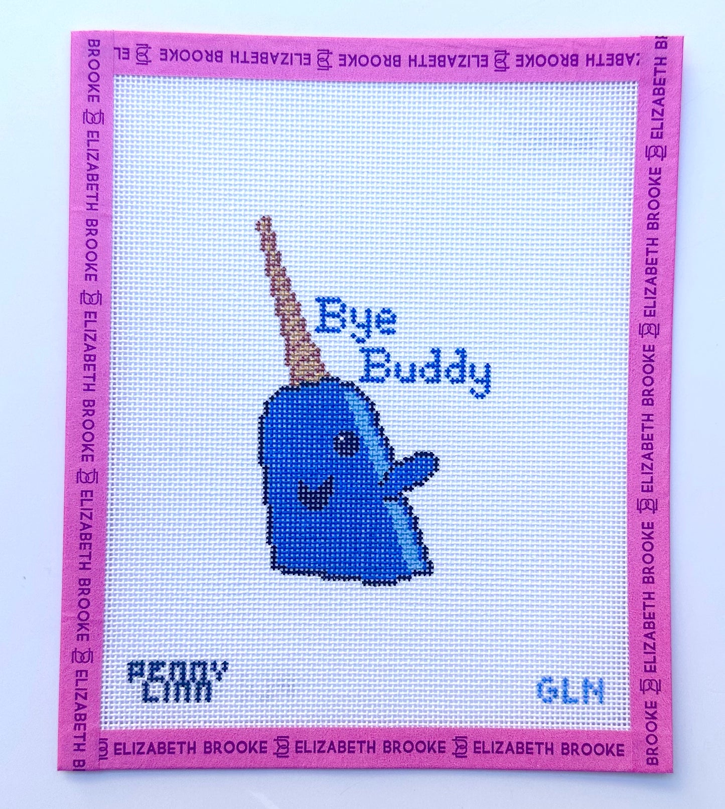 Mr. Narwhal “Bye Buddy” needlepoint canvas