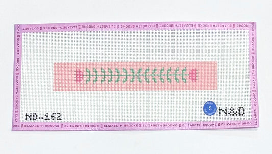 Pink & Green Block Print Flower Key Fob Needlepoint Canvas
