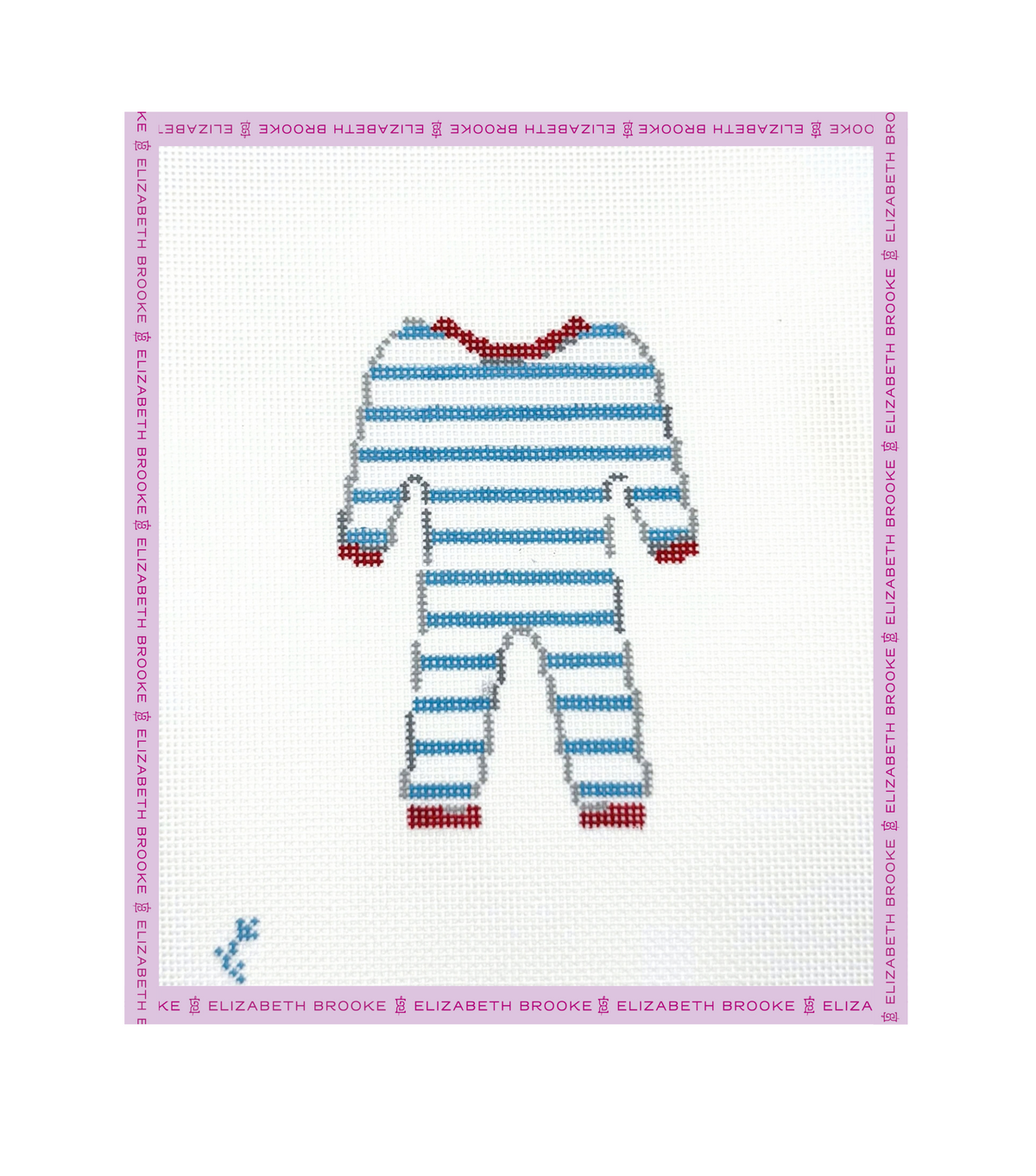 Christmas PJs Blue Needlepoint Canvas + Stitch Guide