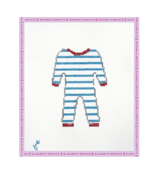 Christmas PJs Blue Needlepoint Canvas + Stitch Guide