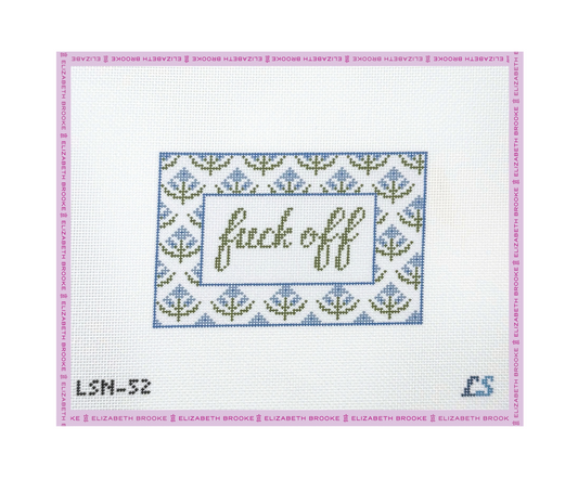 Fuck Off Blue Needlepoint Canvas