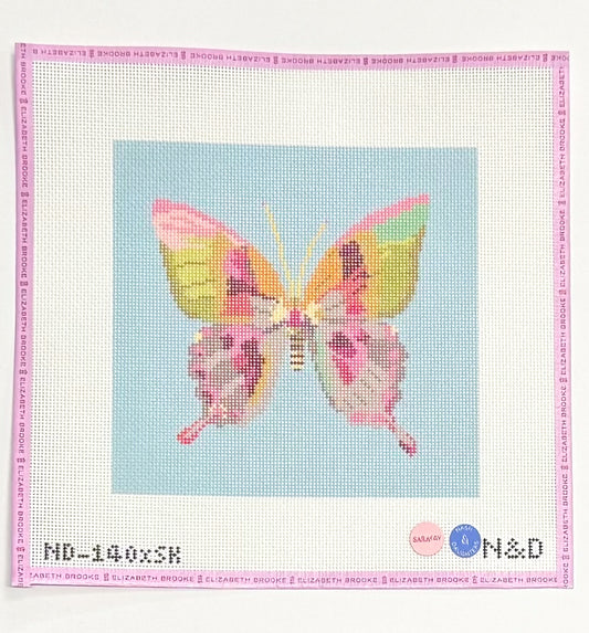 Gold & Green Butterfly 8 Inch Needlepoint Canvas