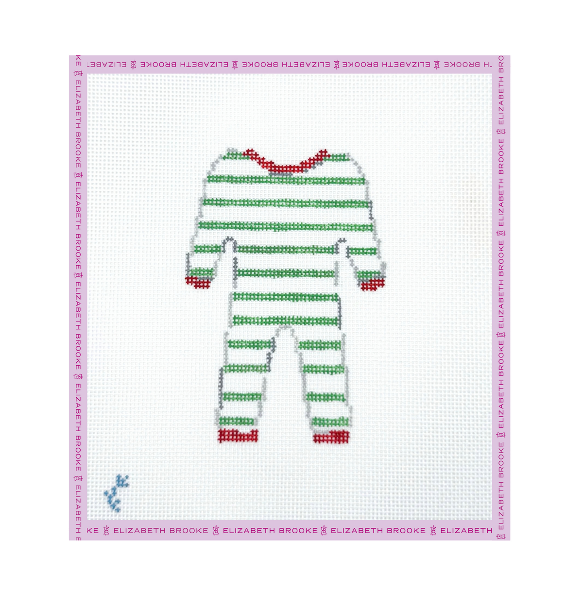 Christmas PJs Green Needlepoint Canvas + Stitch Guide