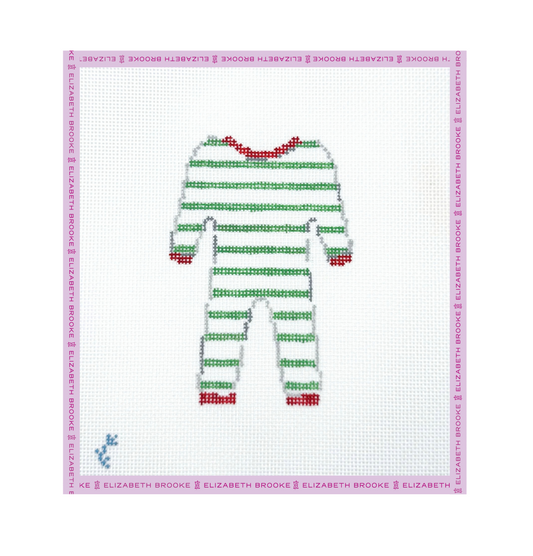 Christmas PJs Green Needlepoint Canvas + Stitch Guide