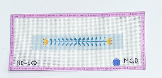 Blue & Gold Block Print Flower A Key Fob Needlepoint Canvas