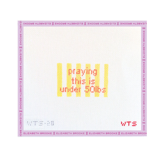 Praying this is Under 50 Pounds Luggage Tag Needlepoint Canvas