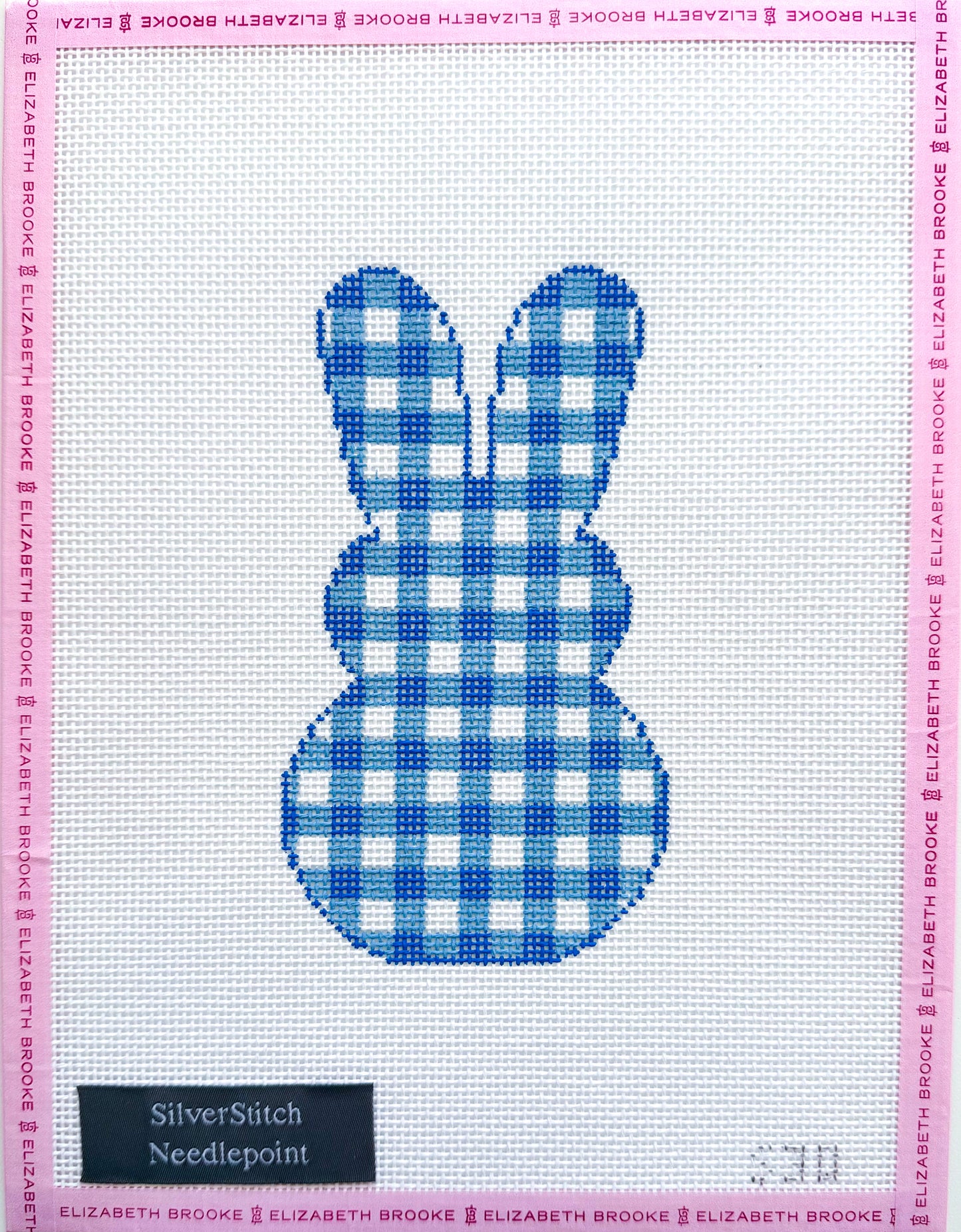 Gingham Peeps Bunny Blue Needlepoint Canvas