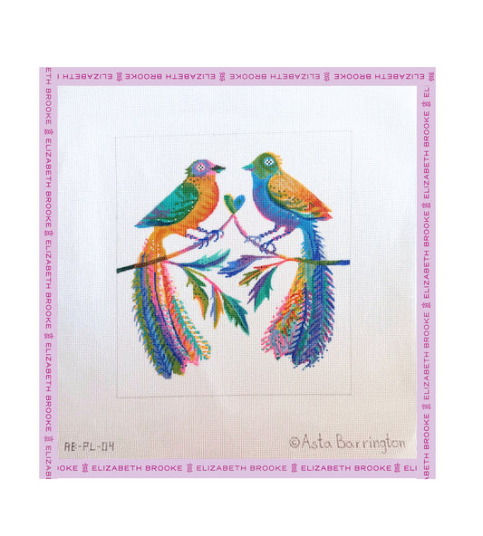Colorful Love Birds Needlepoint Canvas